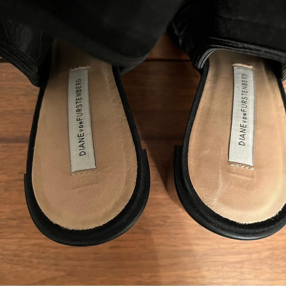 Diane von Furstenberg Black Suede Panina Open Toe Booties